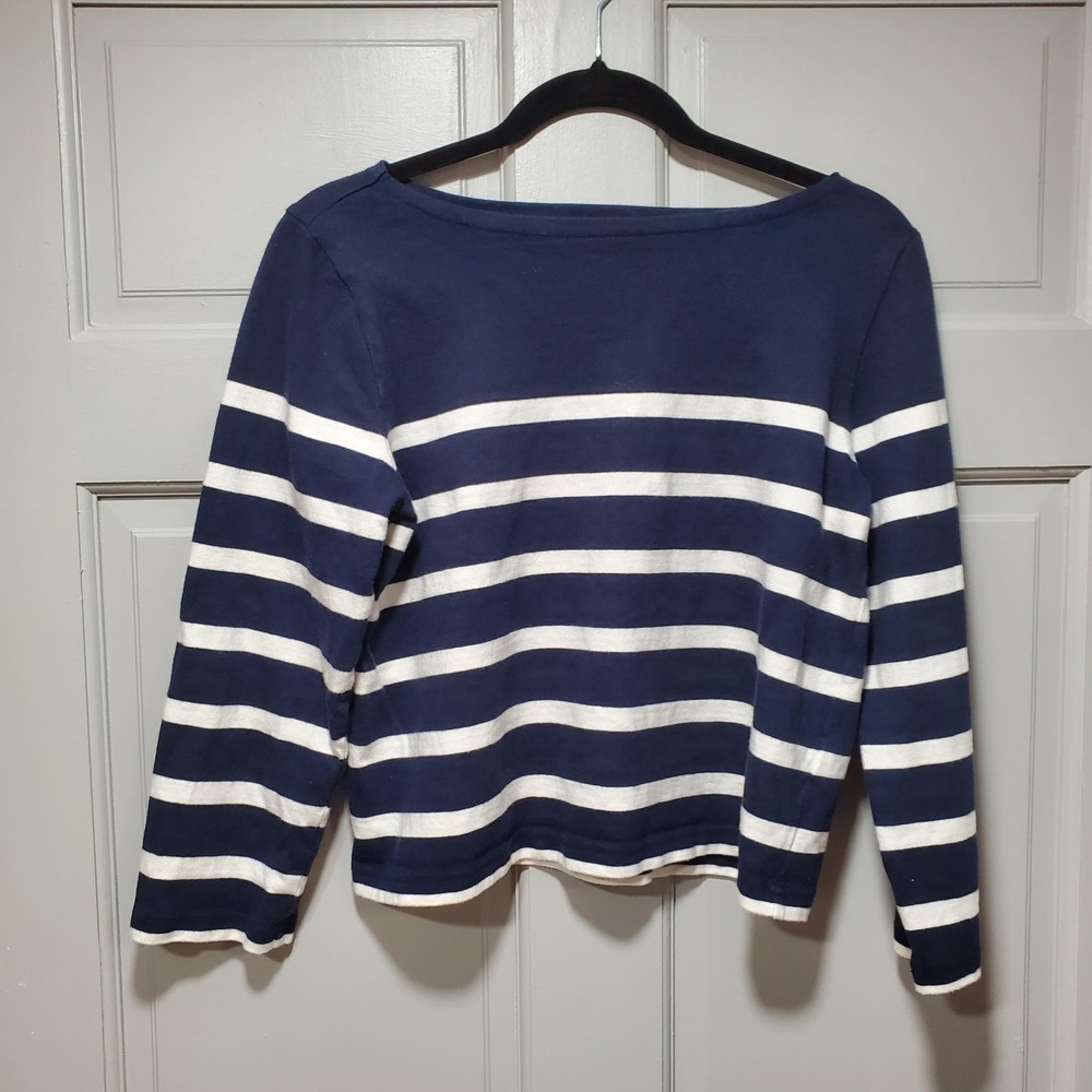 J. Crew Women's Striped Long Sleeve Top Size Small Classic fit Cropped Preppy